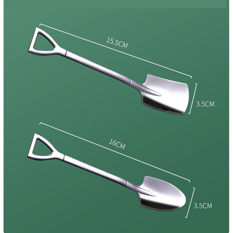 6Pcs Silver Stainless Steel Spade Spoon Retro Kitchen Tableware Watermelon Ice Cream Honey Creative Personality Spoon As A Gift