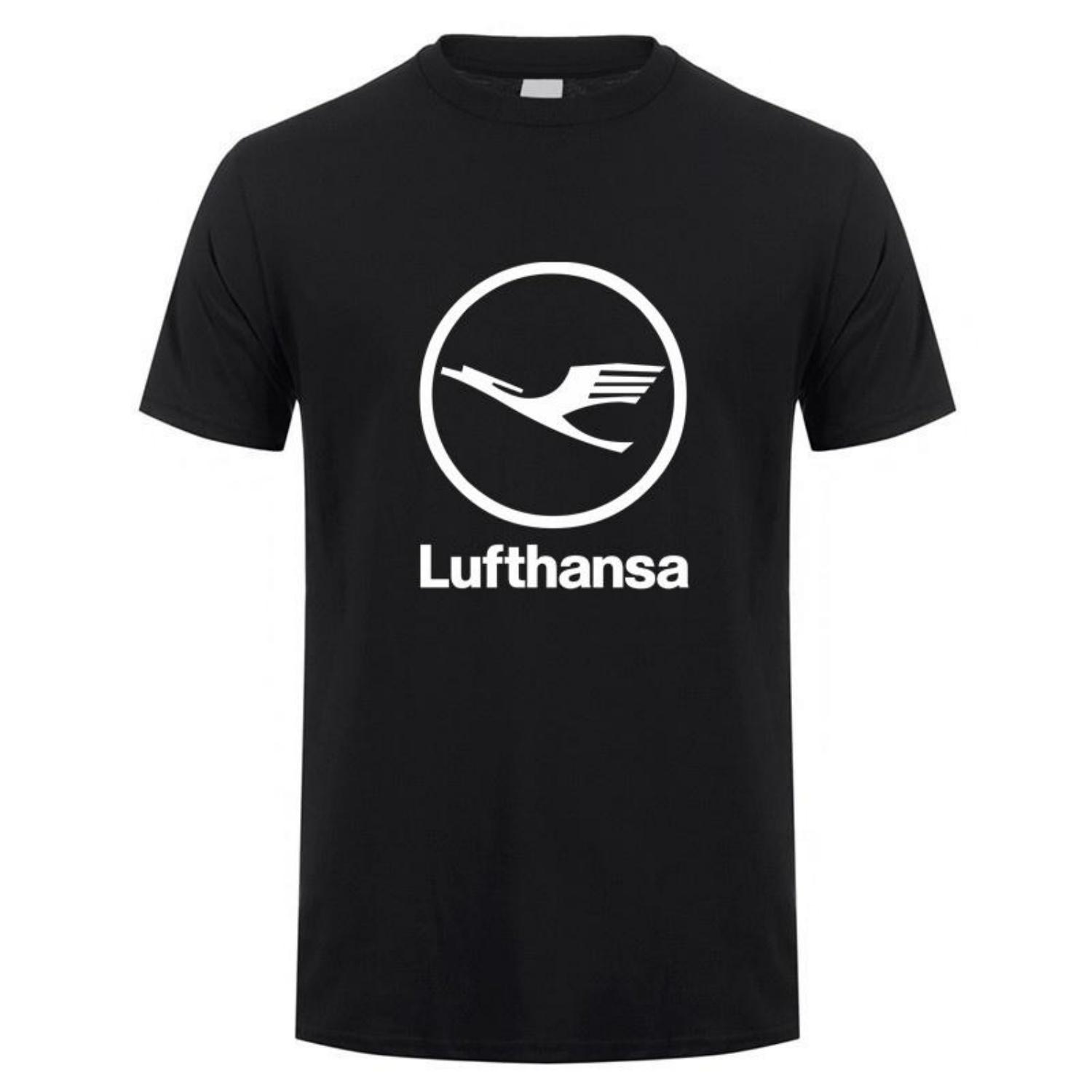 

Авиакомпания Lufthansa Футболки Мужские Крутые С Коротким Рукавом Футболки Lufthansa Футболка Хлопок Повседневные Футболки Мужская Одежда LH-479 S чёрный