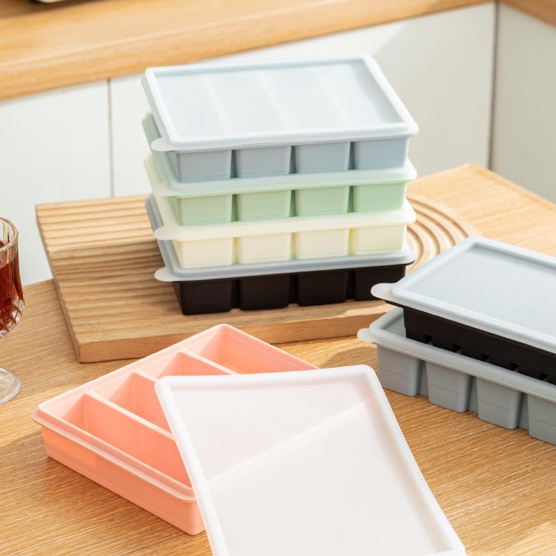 Thickened Silicone Ice Cube Tray with Lid - Easy Demold, Food Grade, Ideal for Baby Food & Large Ice Cubes