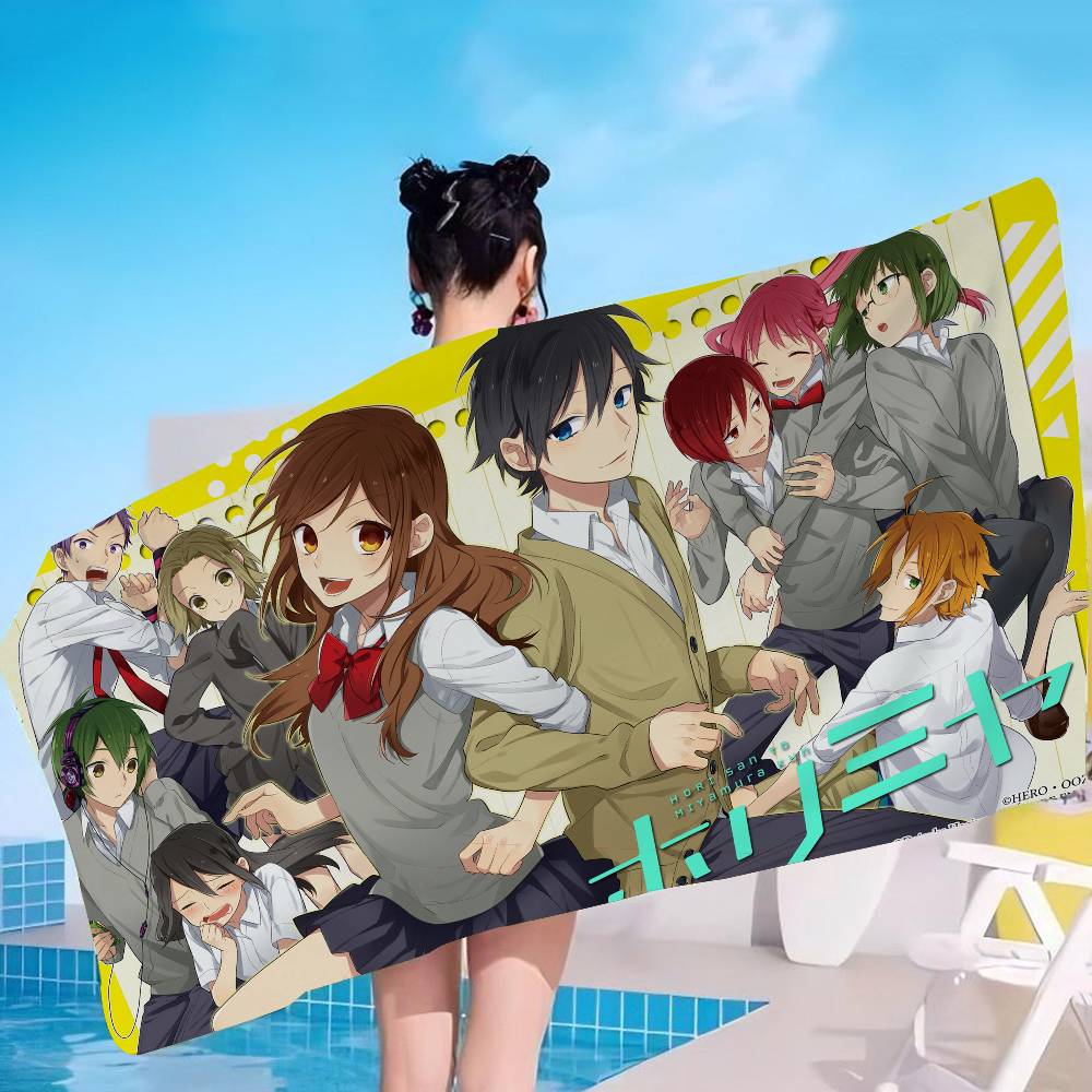 Horimiya Anime Strandtuch Bunte Handtücher für Mädchen Mikrofaser Schnelltrocknend Sandfrei Strand Yoga Spa Fitnessstudio Pool