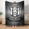 Name Custom Besiktas JK 1903 Print Flannel Blanket High Quality Warm Comfortable Cover for All Seasons Perfect for Gifts Home Decor