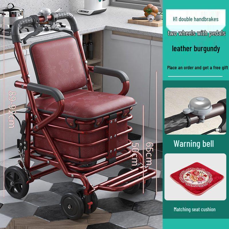 Leide Zhu Foldable Mobility Handcart: Sit & Push Shopping Trolley for Elderly