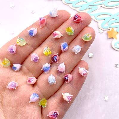 100pcs Resin Colorful 3D Cute Mini Rose Flower Flatback Rhinestone Scrapbook DIY Wedding Applique Decor Craft Jewelry Accessorie