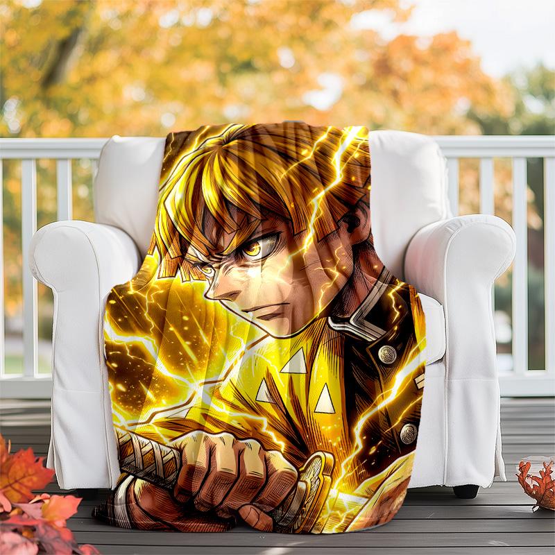 1pc Agatsuma Zenitsu (2) Theme Blanket - Digital Print, Polyester, Cozy for All Seasons, Perfect for Outdoor, and Travel
