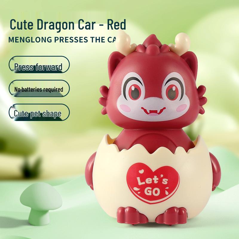 Children's Year of the Dragon Dinosaur Toy Car: Cute Press-and-Go Eggshell Design