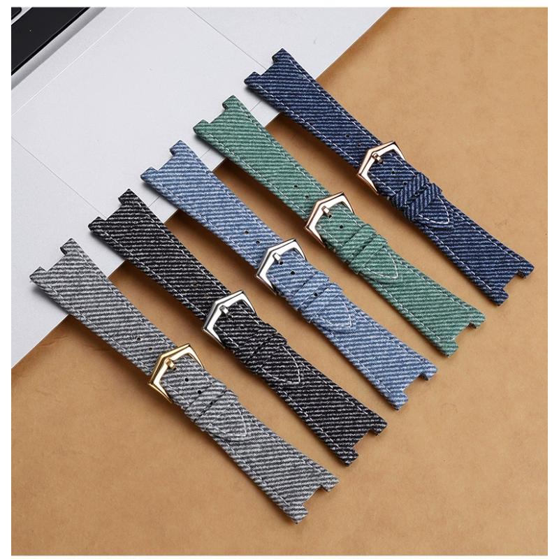 Denim Cowhide Watch Strap For Patek Philippe Nautilus 5711.5712 Men Fashion Light Blue Green Gray Denim Blue Watchband Bracelet
