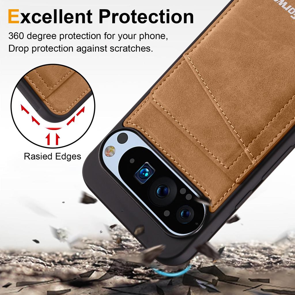 Capa de Couro de Luxo para Negócios Para Google Pixel 10 9 8 Pro 9A 8A 9 10 Pro XL Carteira Flip Magnética Slots para Cartões Capa de Telefone