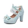 Lolita Shoes Japanese Pearl Bow JK Sweet Cute Strap Super High Heel Round Head Student Kawaii Tea Party