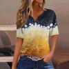 Women's T Shirt Tee Print Button Short Sleeve Daily Weekend Fashion Basic V- Neck Regular Top