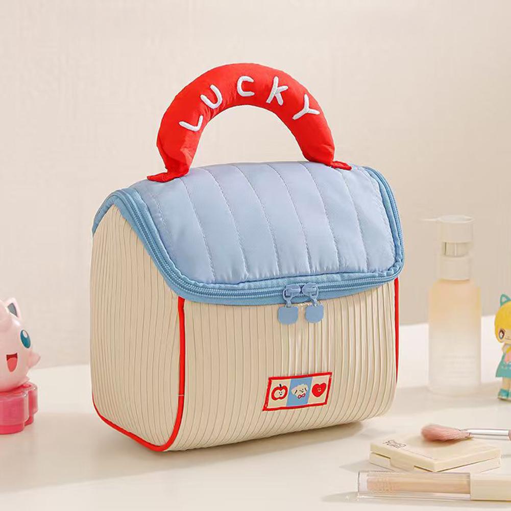 Portable Travel Cosmetic Bag with Niche Design & Cute Cartoon Pattern Storage Bags Style Large-Capacity Stylish House-Shaped Bag