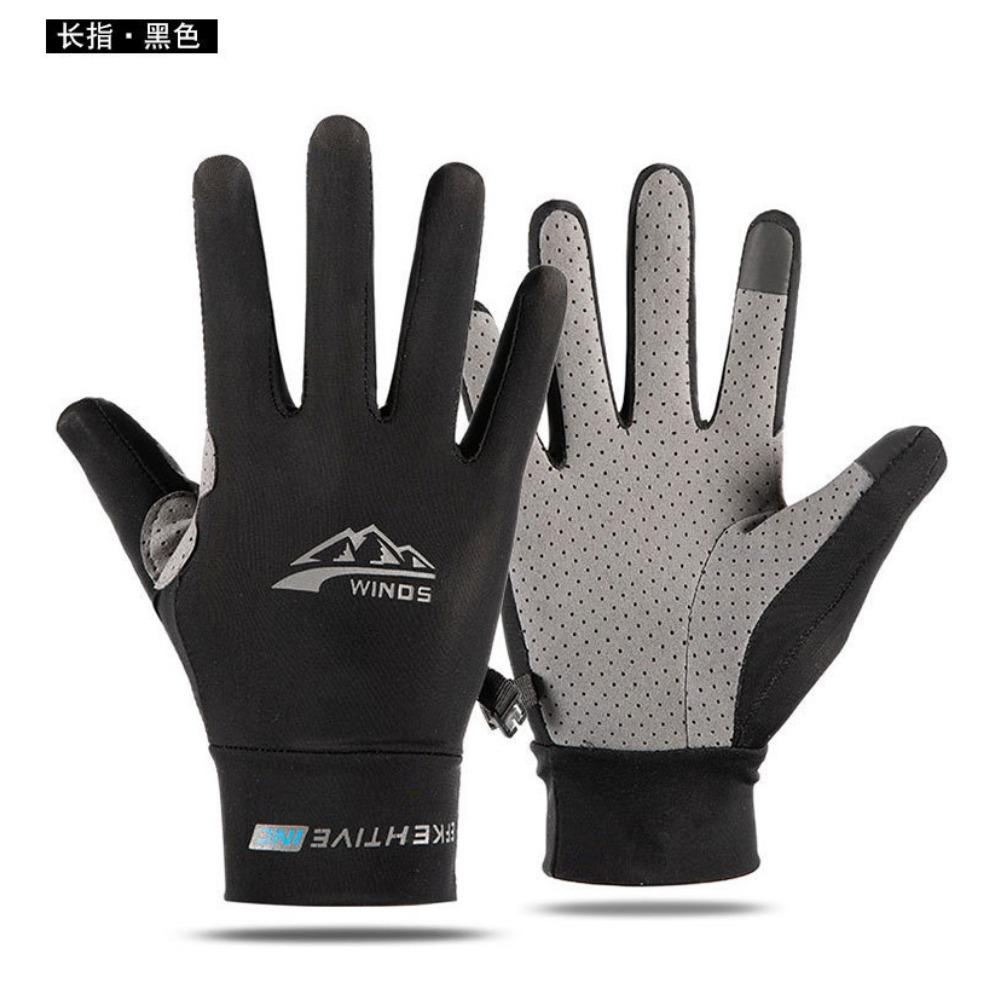Outdoor-Angelhandschuhe mit zwei Fingern aus Eisseide, Sommer-Sonnenschutz, dünn, atmungsaktiv, zum Fahren, Herren-Takeaway-Express-Reithandschuhe