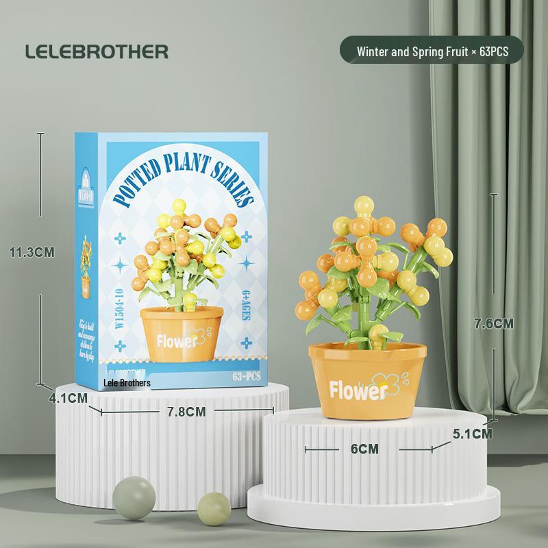 Preserved Flower Bonsai & Rose Succulent Building Blocks - Compatible with LEGO