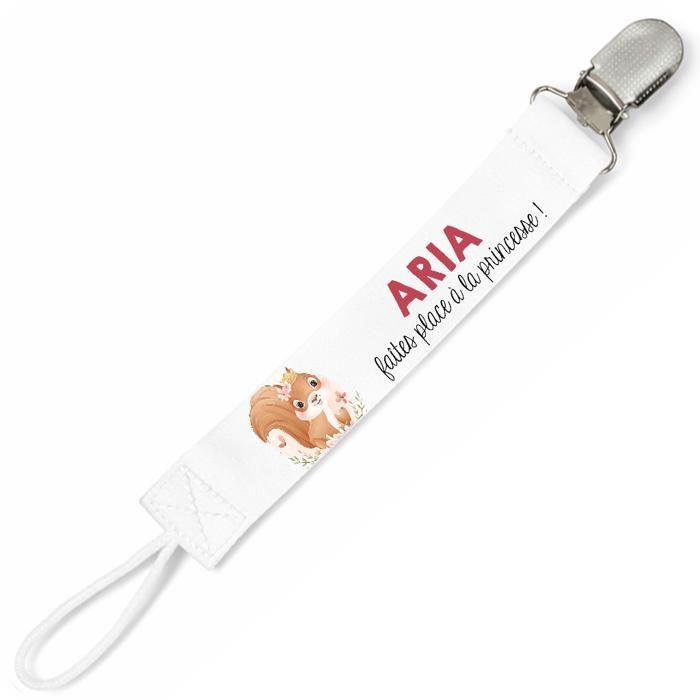 Planetee Attache tétine pour prénom ARIA faites place a la princesse | Attache sucette cadeau naissance