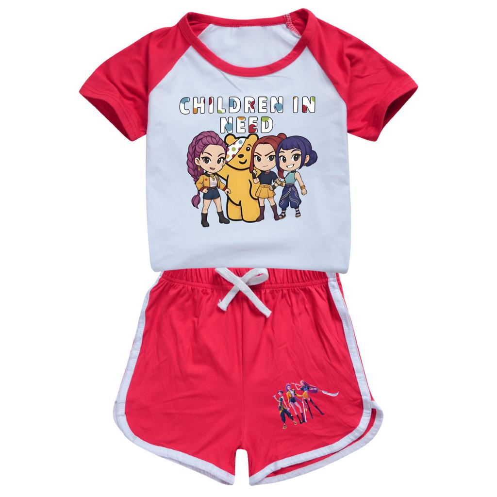 5103 Kids Girls POP Rumi Zoey Mira Print T-shirt Shorts Sport Tracksuit Clothes Set