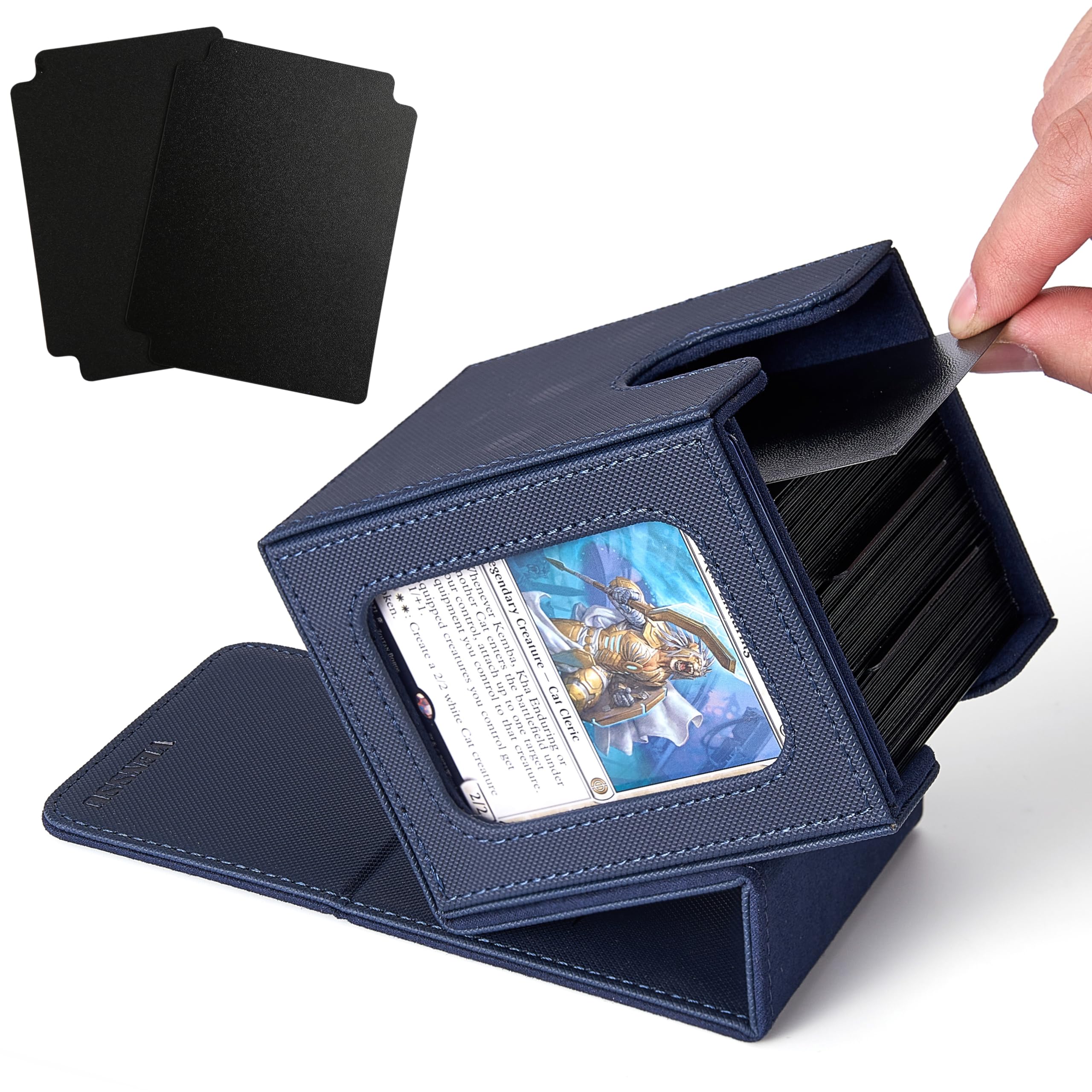 

Venssu Кейс для торговых карт с дисплеем Вмещает 100 карт, вертикальный, два и один сверху, кожаный кейс, окно, карты, в двойных/тройных протекторах, хранение, разделители,