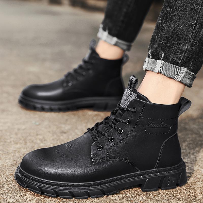 Handsome Stylish Men's Autumn Winter Work Boots Hightop Walking Shoes Hightcut Male Students Spring Chelsea Boots