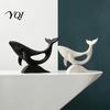 Minimalist Office Table Ornament Hollow Whale Figurine, 3D Printed Matte Animal Sculpture for Simple Home Accessories Desk Decor, Modern Statues Decor