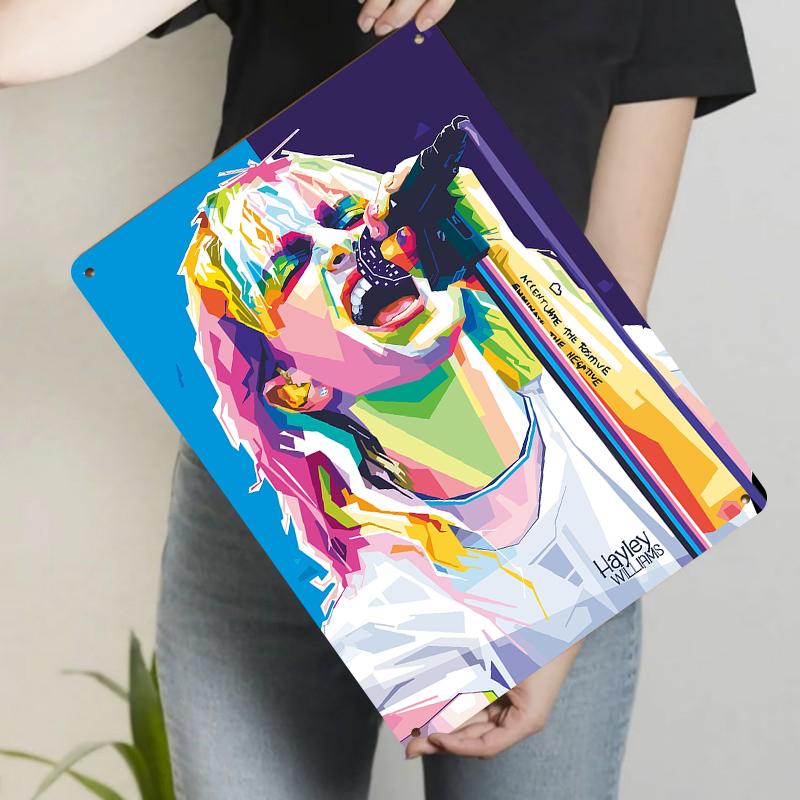 Hayley Williams Pop Art Metal Wall Decor Music Singer Portrait Home Room Decoration Gift for Fans 20x30cm（7.8x11.8inch）