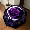 1PC Rose Moon Umbrella-8-Rib Reinforced, Automatic Open, Lightweight & Durable, Cute Fashion Accessory for Outdoor-W9242