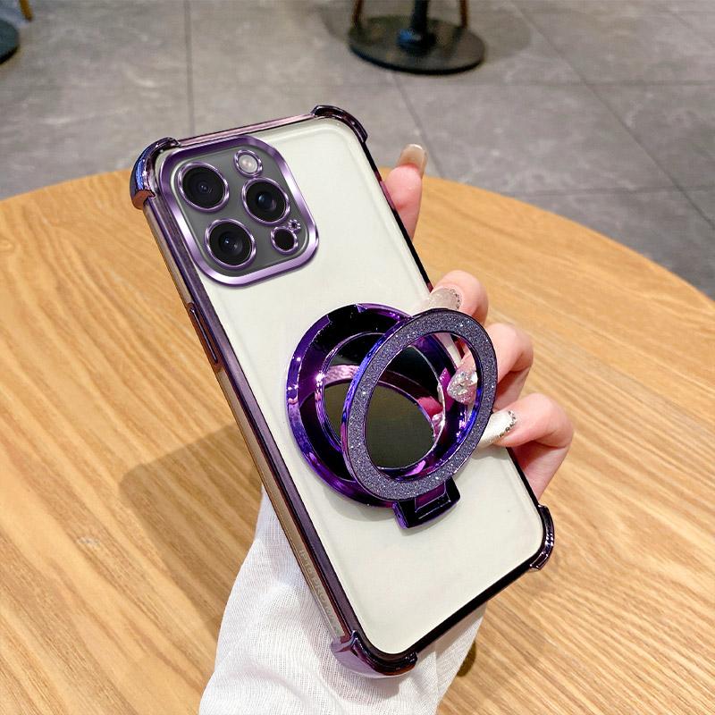 Electroplated Flash Shell Phone Case For OPPO A6 A6S A6T A6K A6C A6X A5 A5X A5i A3 A3X A2 A1 Pro Max 4G 5G Gradient Clear Cover with Ring Stand