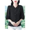 Spring and Autumn Ladies Polka Dot Western Style Small Shirt Fashion Three-quarter Sleeve Shirt