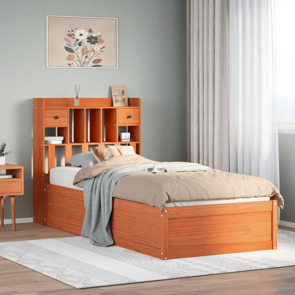 Solid Wood Bed without Mattress Wax Brown 75 x 190 cm Pine Wood
