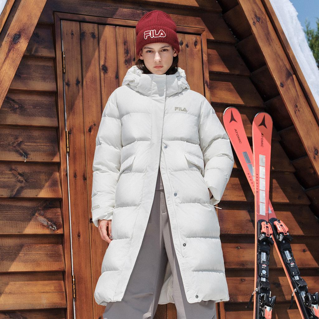 Fila Original RGB Colorful Fashion Simple Personality Retro Classic Versatile Casual Daily Comfortable Warm Long Hooded Down Jacket F11W549905F-WT