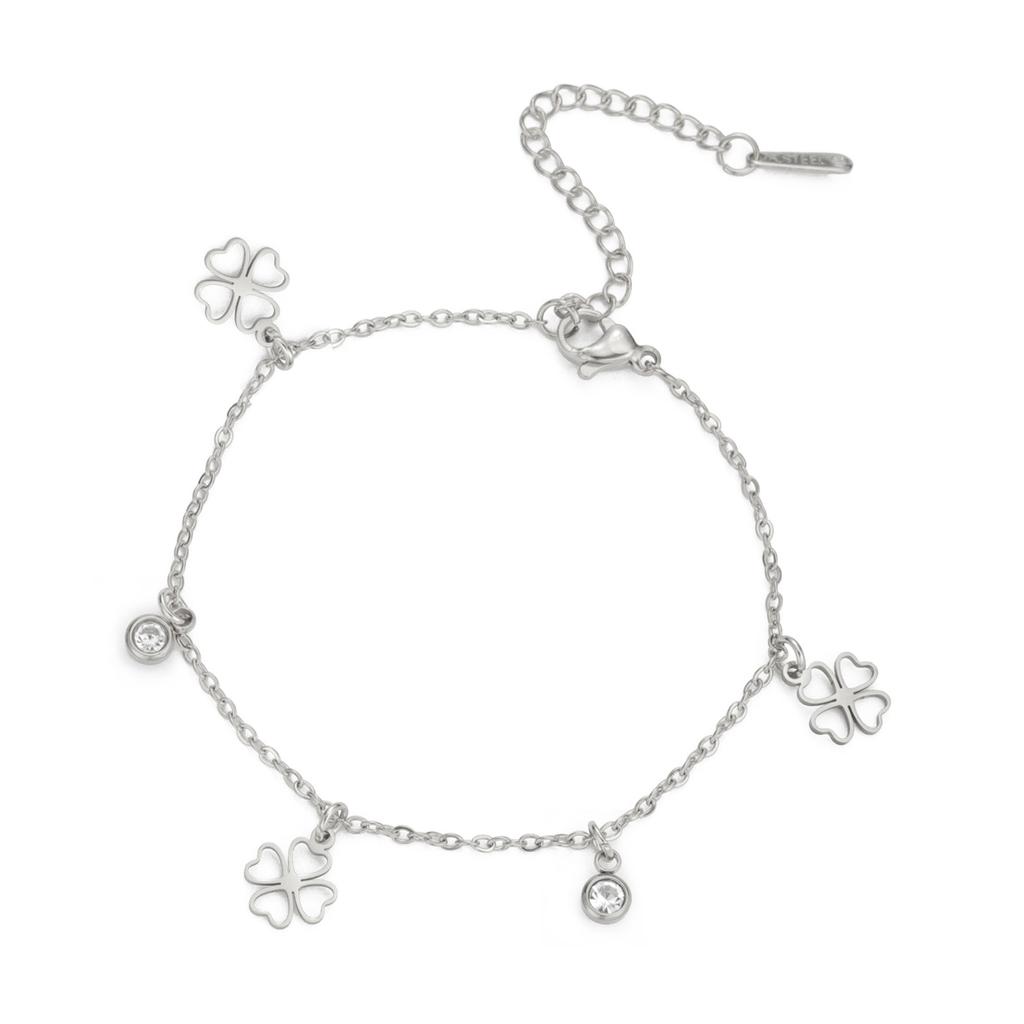 Simple Hollow Heart Four Leaf Clover Pendant Bracelet Fashion Versatile Women Jewelry