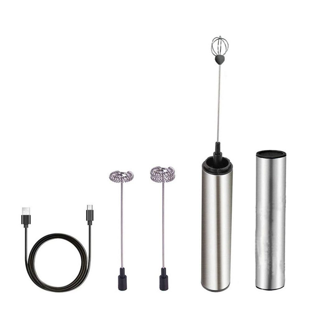 USB Rechargeable Electric Milk Frother with Cover Portable Milk Frother Electric Whisk Barista Use
