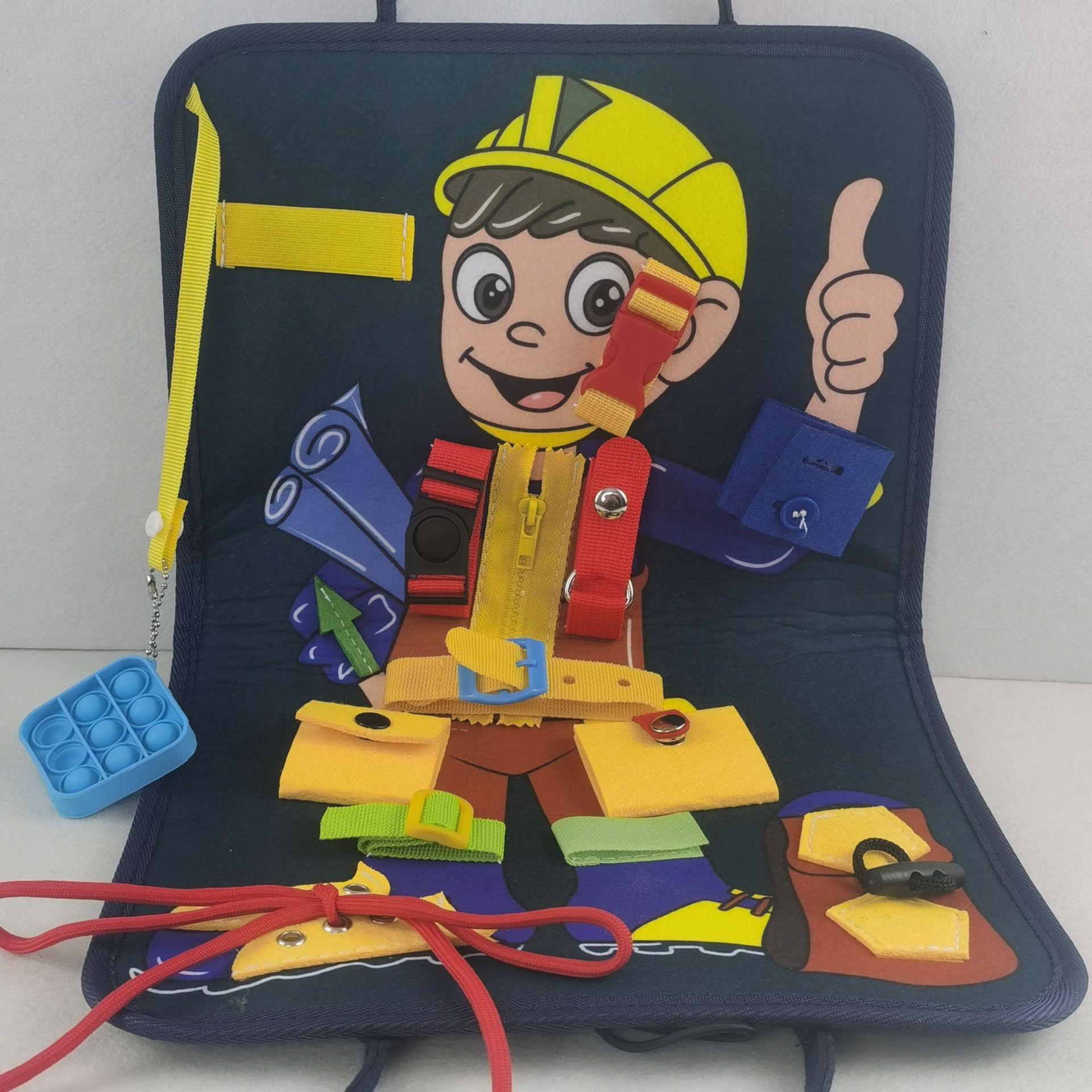 

Детская тренировочная фетровая портативная обучающая доска с пряжками, развивающие игрушки 22*28*3 синий