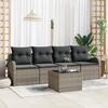 5-Piece Garden Sofa Set with Grey Cushions Poly Rattan 3354578