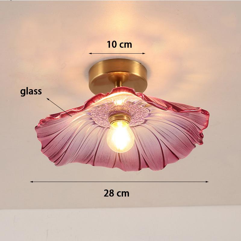 Retro Lotus-shaped Glass Pendant Lamp for Home Cecoration Lighting Dining Room Bedroom Bedside Long-line Ceiling Lamp Store Lamp