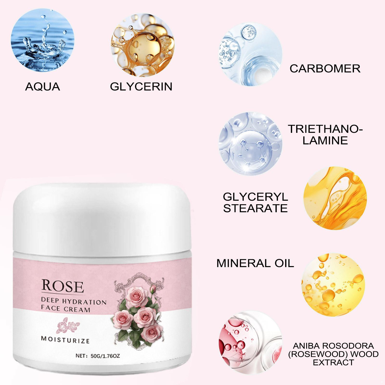 

1Pc 50g Rose Facial Moisturizer, Non-Greasy Texture, Deep Hydration & Nourishing Cream for Daily Use, Lasting Soft Skin One Size белый