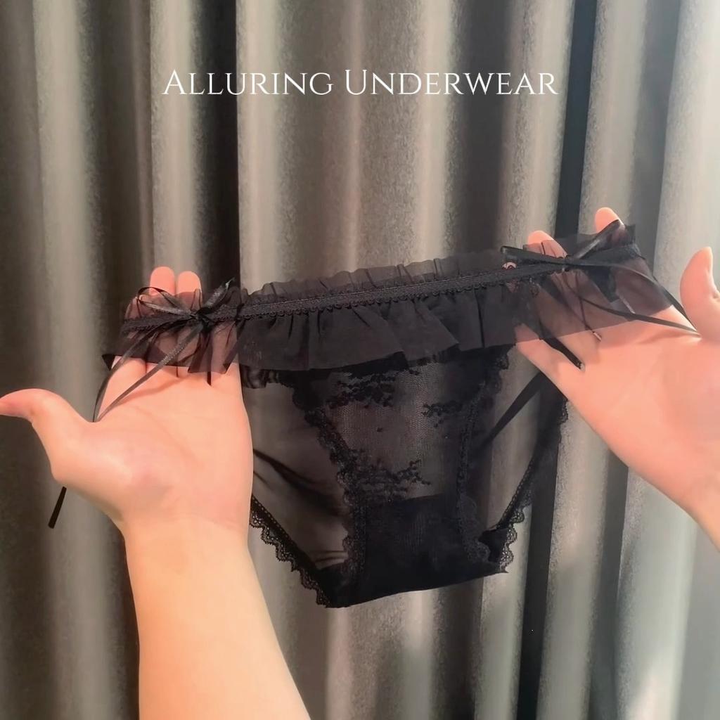 Lady Summer Pure Desire Sexy Lace Mesh Bow Breathable Low Waist Triangle Briefs