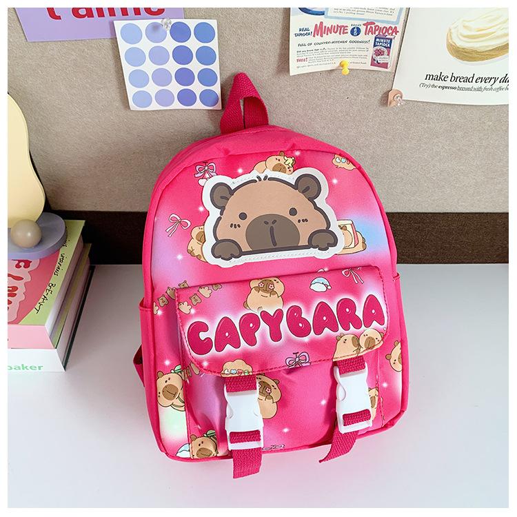 Mengqu Kapibara Boys And Girls Backpack Cute Printed Large Capacity Elementary School Bag Children S Backpack красный
