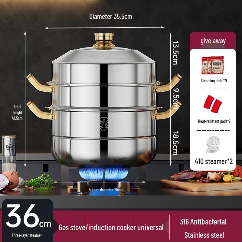 

YouChunMao 304 Stainless Steel Multi-Layer Steamer & Soup Pot