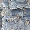 2026 Womens Denim Jacket Beaded 3D Loose Short Streetwear