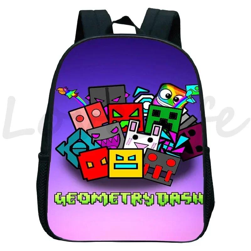 Zaino Kindergarten Geometry Dash Arrabbiato per Bambini e Bambine Zaino Anime Piccola Borsa da Libri Bambini Borse Scolastiche Cartoon Zaino per Bambini
