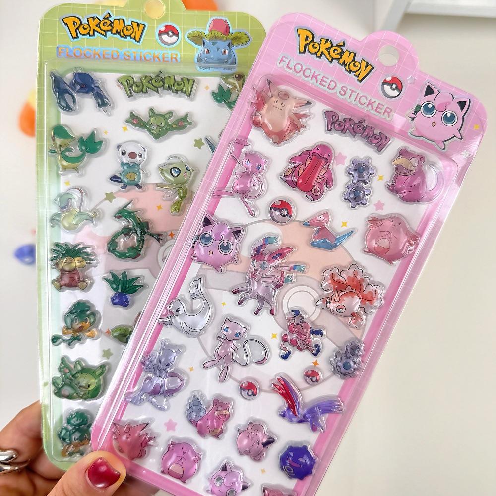 Lovely Cute 3D Crystal Embossed Pokmon Stickers for Kids Journal Decor and Reward Cartoon Waterproof DIY Scrapbooking Stickers