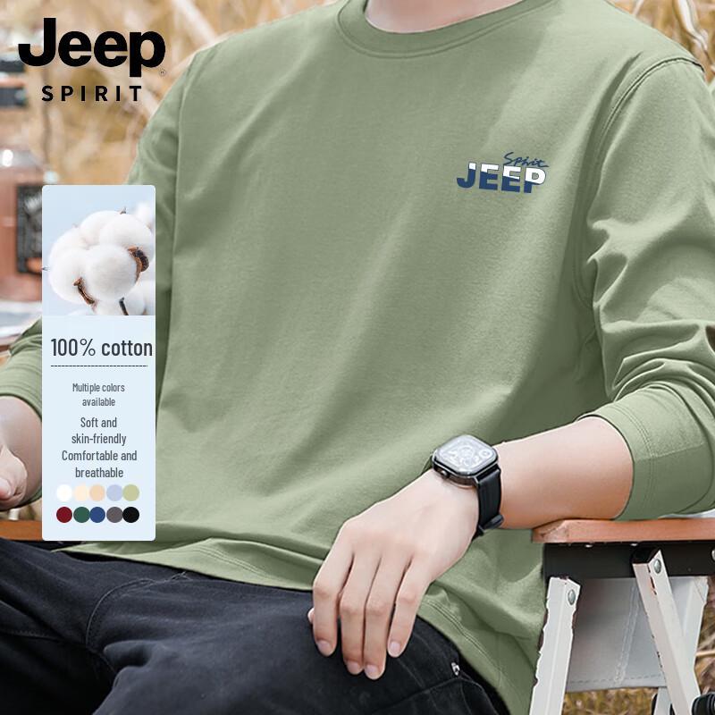 JEEP SPIRIT Men's Pure Cotton Long-Sleeve T-Shirt
