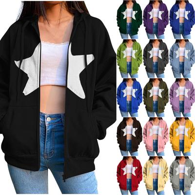 Unisex Casual Fashion Solid Color Long Sleeved Zippered Hooded Sweatshirt