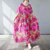 Simple and Fashionable Long Skirt Summer Short Sleeved Round Neck Printed Dress