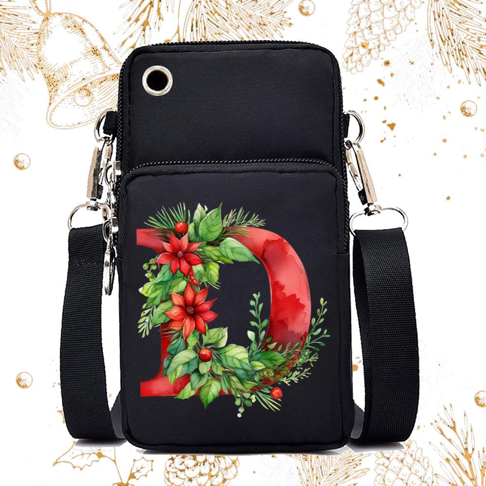 Creative 26 English floral letter printing trend messenger bag casual portable multi-function lightweight mobile phone bag