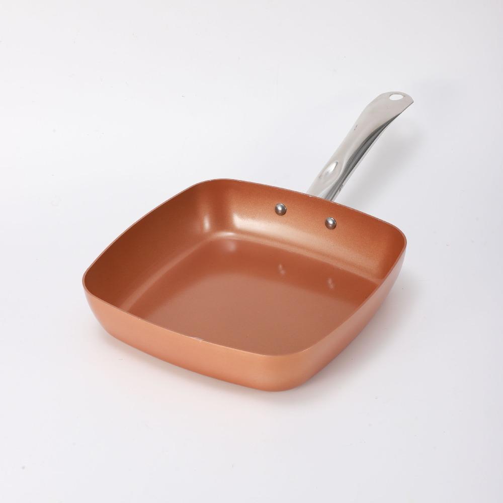 

Nonstick Square Frying Pan Copper Egg Steak Pan Easy to Clean Dishwasher Safe Multifunctional Household Kitchen Frying Pan