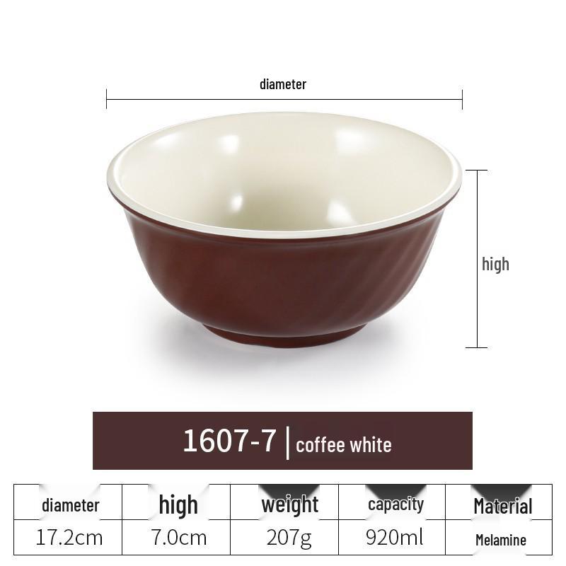 Melamine White Noodle Bowl, Imitation Porcelain, Large Plastic Soup/Rice Bowl for Commercial Use.