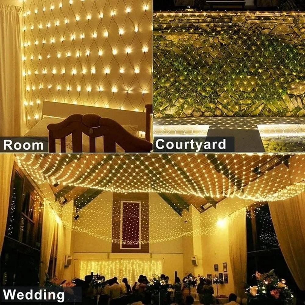 EU Plug LED Net Mesh String Light Waterproof Curtain Light  Christmas Decorations