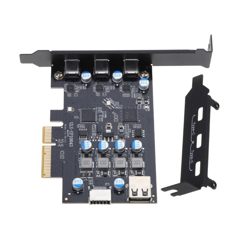 1PC PCI-E 4X PCI-Express To USB 3.2 Gen2 Type-C 3- Port Pansion Card Asm3142 Chip 20Gbps Support PCi-E 4 6 16