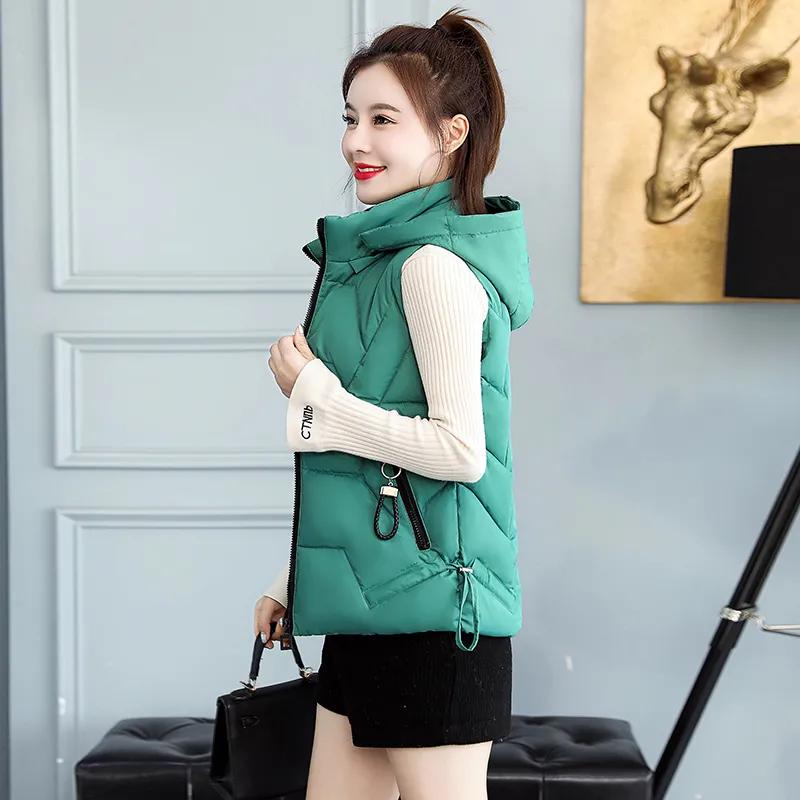 Hooded Down Vest Women's Short Korean Style Autumn and Winter Slim Down Vest Vest Thick Jacket