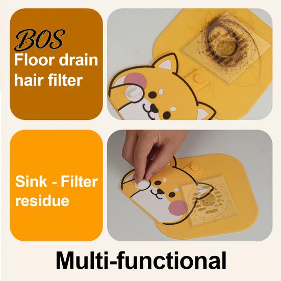 Floor Drain Lid Cartoon Dog Cover, Silicone Shower Tub Stopper with Drainage Animal Cover Holes, Sewer Anti-Odor Deodorizing Mat for Bathroom Kitchen