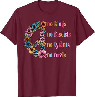 No Kings In USA We The People Political Hippie Flower Unisex T-Shirt